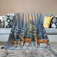 Chilfamy Deer Snowy Forest Christmas Tree Print Throw Blanket for Bed