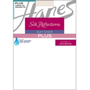 Hanes Silk Reflections Plus Sheer Control Top Enhanced Toe Pantyhose Pearl 3PLUS Women's