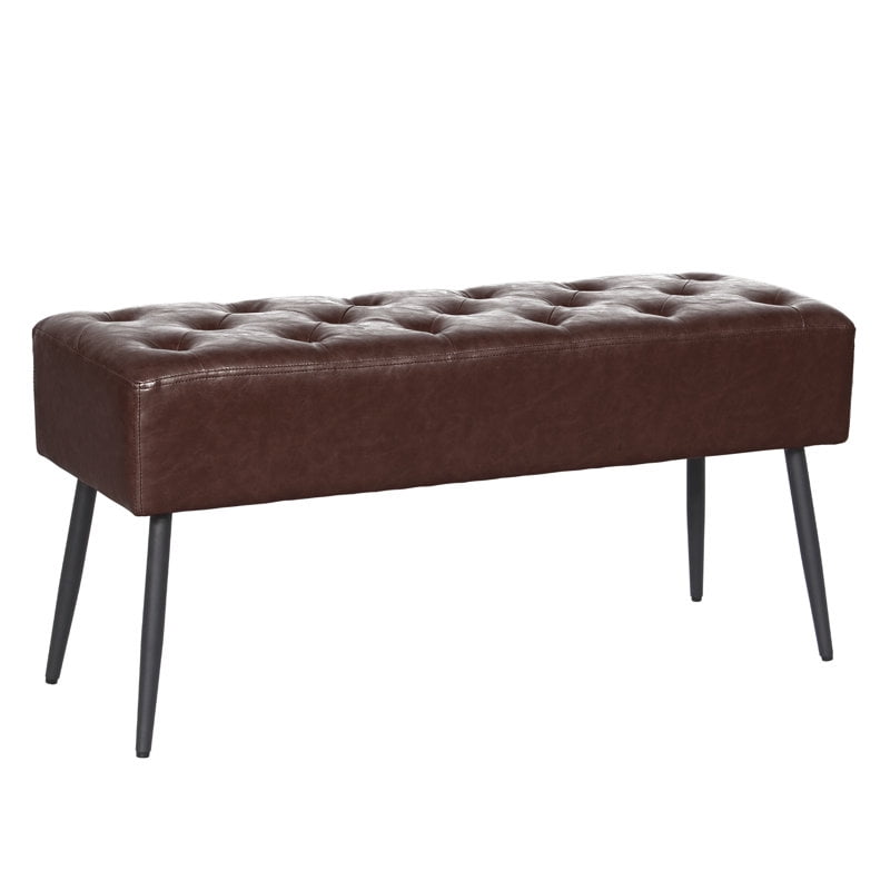 Abble 38" Wide Upholstered Entryway Bench, Tufted Ottoman Bench, Small Bed Room Bench, Casual Dining Room Bench, Taupe