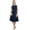 Navy Blue, variant on Bimba Women's Navy Blue Knee Length Sleeveless A-Line Dress With Tie Waist Dori - 4