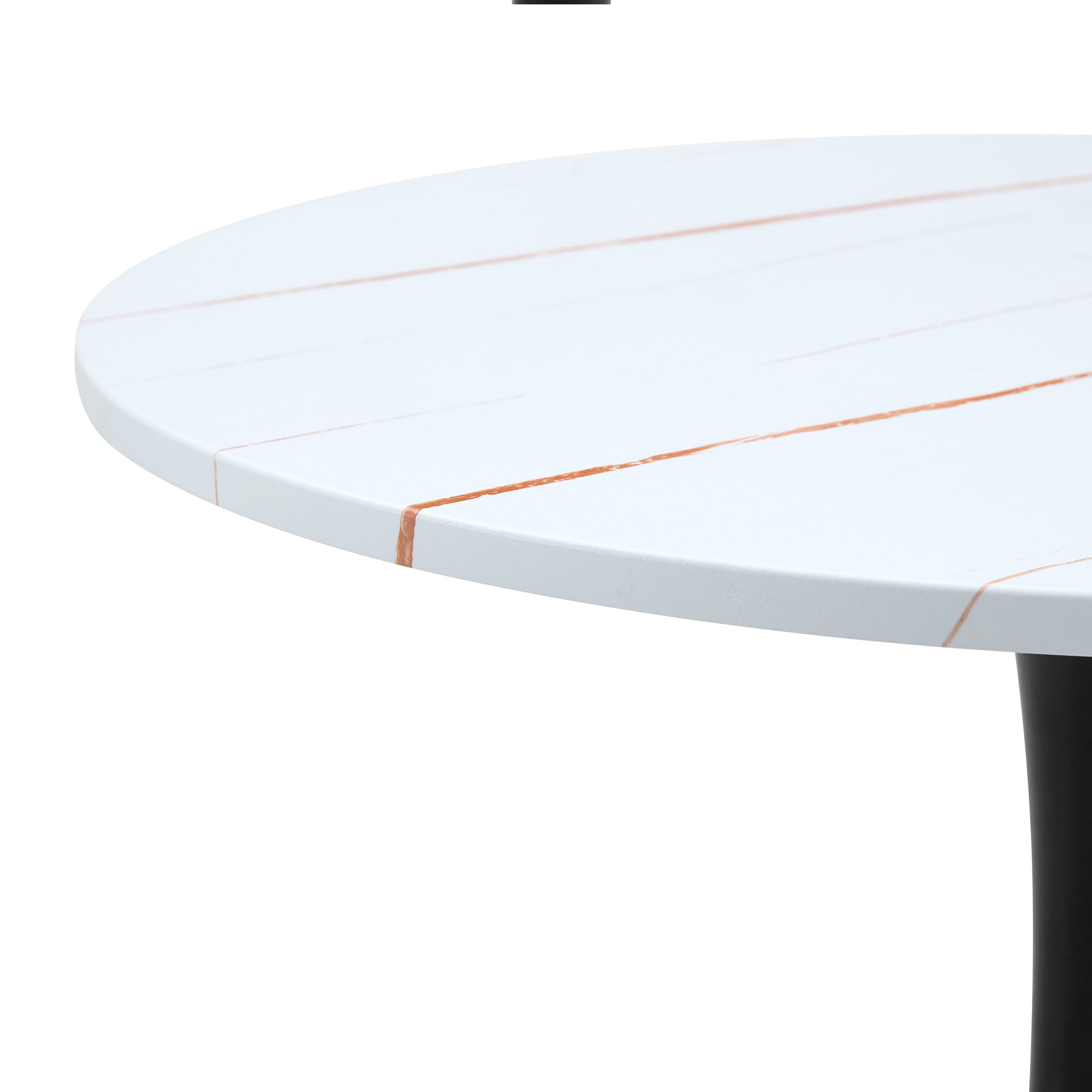 Miniyam 31.5" Round Kitchen Dining Table for 2–4 People, Small Space Pedestal Tulip Table with Engineered Wood Top, White&Black