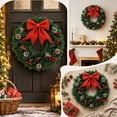 thumbnail image 2 of Christmas Wreath for Front Door, 15.75in Artificial Decorative Wreath with Red Bow & Pinecone Berry, Farmhouse Hanging Decor for Winter Indoor Outdoor Window Walls Akmoler, 2 of 7