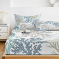thumbnail image 6 of Twin XL Size Fitted Sheet Set - Blue Coral Coastal 2 Piece Bedding Sets 16" Deep Pocket Fitted Sheet with 1 Pillowcases, Summer Beach Ocean Starfish Conch Brushed Microfiber Hotel Luxury Bed Sheets, 6 of 9