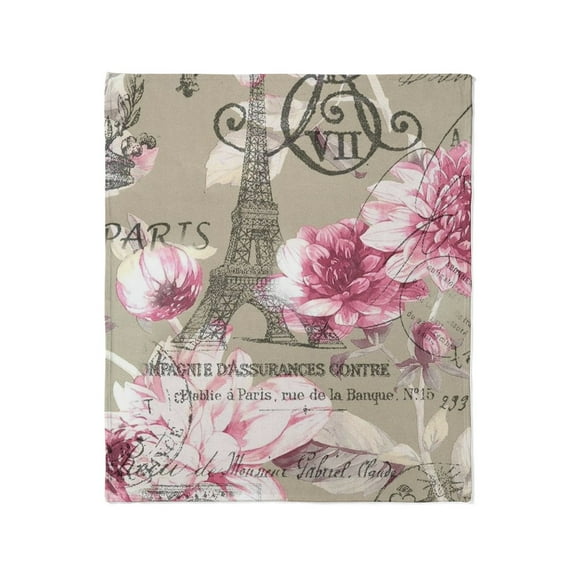 CafePress - Floral Paris Eiffel Tower Roses Throw Blanket - Soft Fleece Throw Blanket, 50"x60" for All Ages