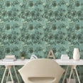 thumbnail image 3 of Ambesonne Vintage Peel & Stick Wallpaper for Home, Victorian Curlicue Leaves, 13"x36", Almond Green and Black, 3 of 6