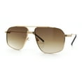 thumbnail image 4 of Mens Luxury Mobster Rectangular Double Bridge Racer Metal Rim Sunglasses Gold - Brown, 4 of 7