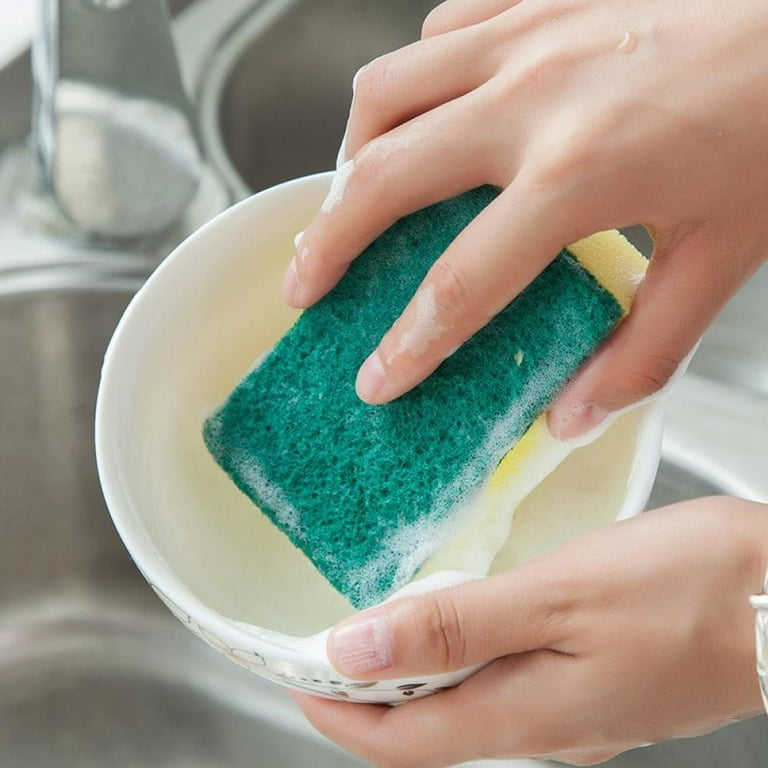 5/1pcs Super Absorbent Microfiber Scrub Sponge Double Sided Magic Sponge  for Dishwashing Kitchen Bathroom Cleaning Tools