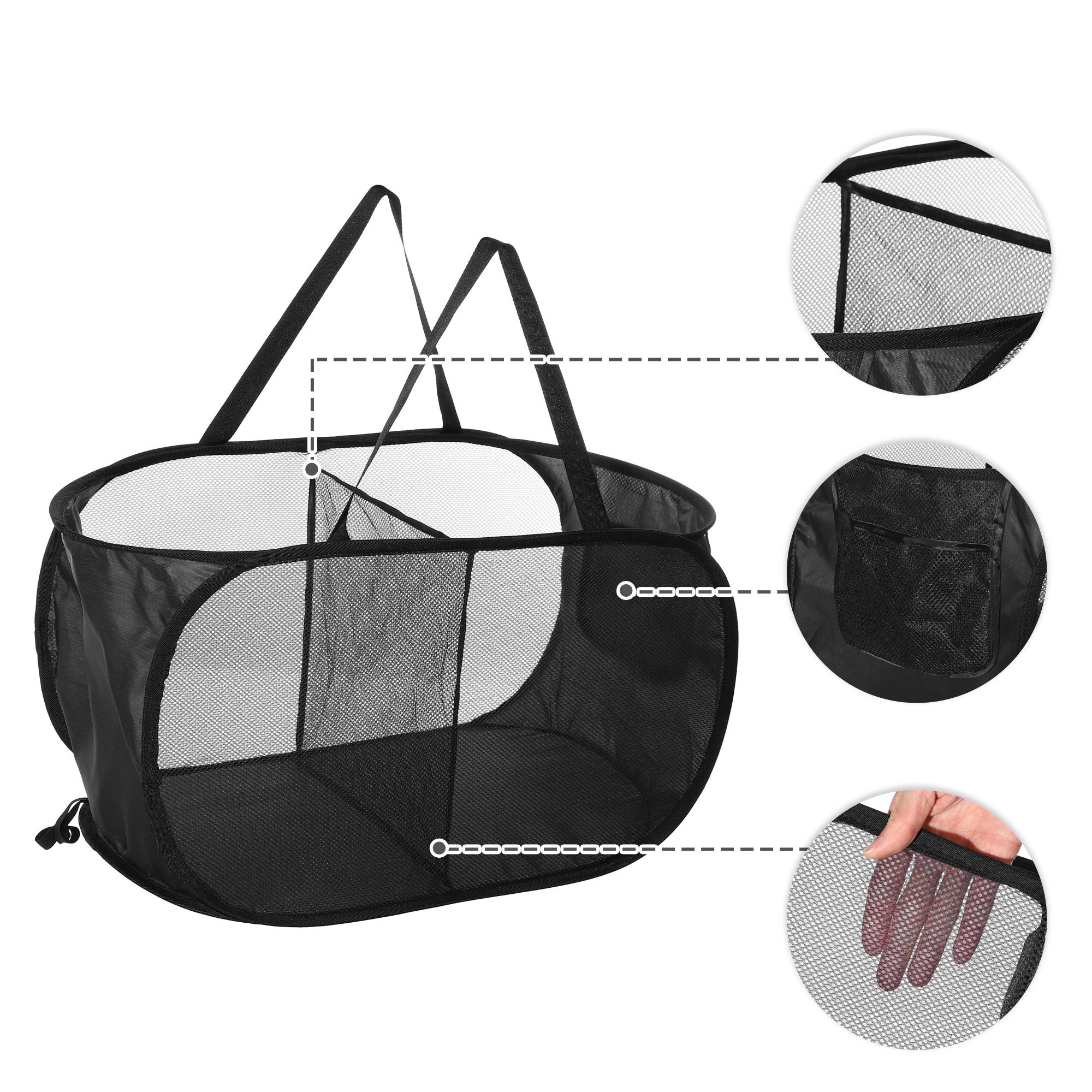 Unique Bargains Portable Hamper Basket for Bathroom 1 Pc Black-75L