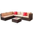 thumbnail image 3 of Patio Furniture Set Pe Rattan Sectional Garden Furniture Corner Sofa Set (7 Pieces, Shallow Browncushion), 3 of 9