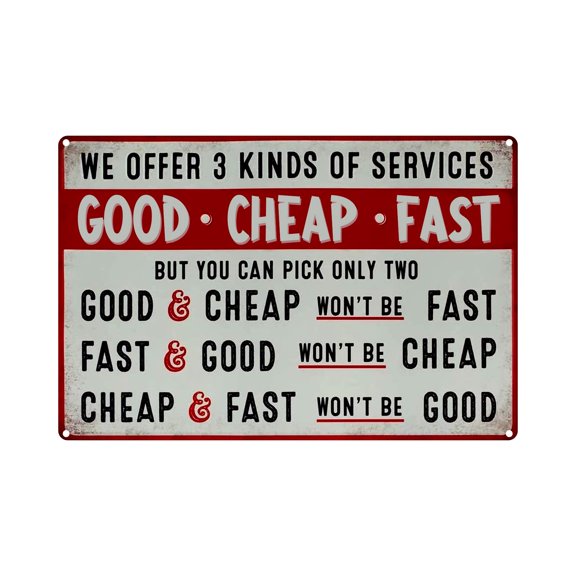 Good Fast Humorous Funny Novelty Retro Style Metal Sign Office Shop Work for Man (Aluminum) Size: 8 x 12 inch