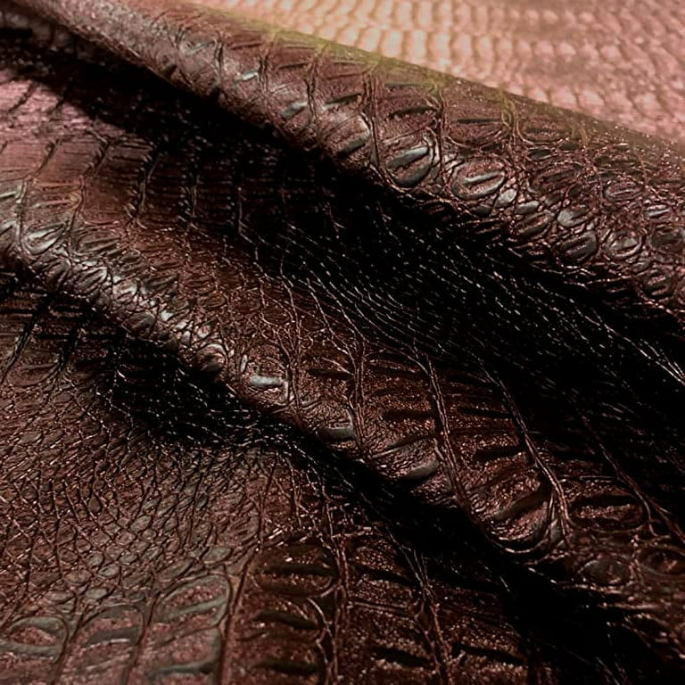 G033 Brown Crocodile Faux Leather Vinyl by The Yard