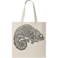 thumbnail image 1 of Smartprints Zentangle Stylized Chameleon Tote Bag - Image by Shutterstock, One Size Cotton Canvas Tote Bag, 1 of 4