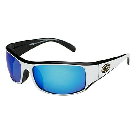 Lures S11 Optics Sunglasses Okeechobee Style, Two Tone Frame, Multi Layer White Blue Mirror/Gray Base Lens
