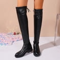 thumbnail image 5 of Purcolt Womens PU Leather Over the Knee Boots Lightweight Comfort Round Toe Block Heel Thick Sole Thigh High Boots Elegant Casual Slim Fit Long Boots with Back Strap, 5 of 9