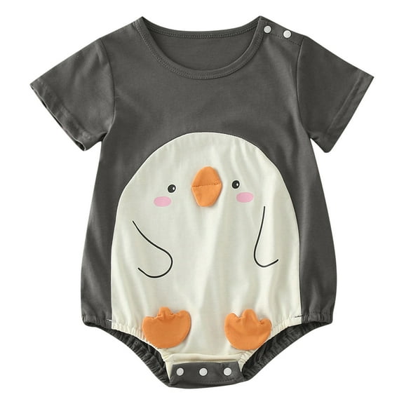 Otqutp Toddler Outdoor Bodysuits Boys Girls Short Sleeve Cartoon Chicken Prints Romper Jumpsuit Clothes 0 to 24 Months
