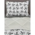 thumbnail image 3 of Octopus Comforter & Sham Bedding Set, Pattern with Typographic Monochrome Octopus Silhouettes with Hand Lettering, 3 pcs Duvet Set Microfiber Filling Quilt, 5 Sizes, Black and White, by Ambesonne, 3 of 4