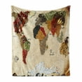 thumbnail image 1 of World Map Soft Flannel Fleece Throw Blanket, Different Spices Design Food Bohemian Style Artwork Atlas Style, Cozy Plush for Indoor and Outdoor Use, 50" x 70", Multicolor, by Ambesonne, 1 of 6