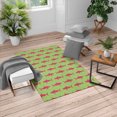 thumbnail image 1 of Sea Animals Turkish Area Rug, Sharks Swimming Horizontal Silhouettes Powerful Dangerous Wild Life, Carpet for Living Room Decor, 4' X 5.7', Magenta and Pale Green, by Ambesonne, 1 of 4