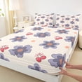 thumbnail image 3 of Homewish Kawaii Cherry Blossoms Bed Sheets, Cartoon Cherry Bowknot King Sheets, Cute Stars Print Sheet Set, Ultra Soft Bedroom Decor, 4 Pieces, 3 of 7