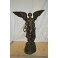 thumbnail image 2 of Nifao Angel Standing on a Rock Bronze Statue – Outdoor Garden Decor Sculpture, 60"L x 36"W x 71"H, 2 of 9