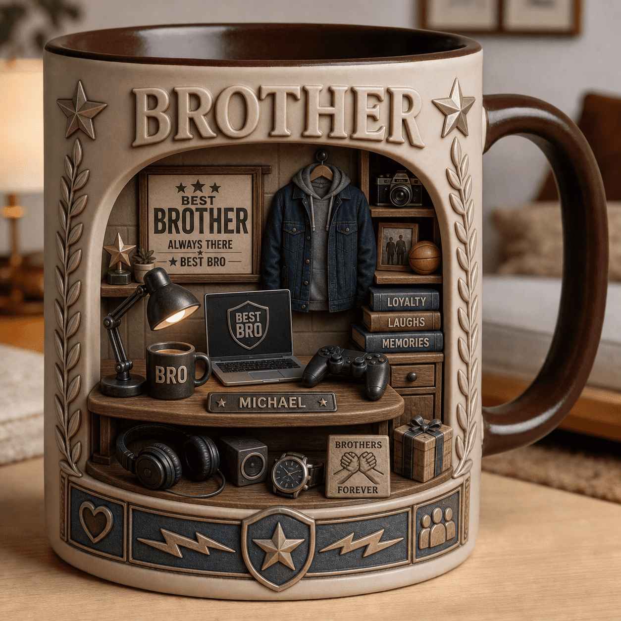 Personalized Brother Ceramic Coffee Mugs Best Brother Gift Custom Name for Birthday 11 oz 15 oz