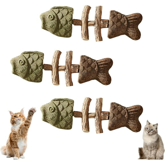 Purrident - Fix Your Cat’s Dental Health, Natural Fishbone Catnip & Silvervine Chew Toy, Interactive Kitten Chew Playthings, Pets Cat Chew Stick Toys, for Cats Teeth Cleaning (3pcs)（XX）
