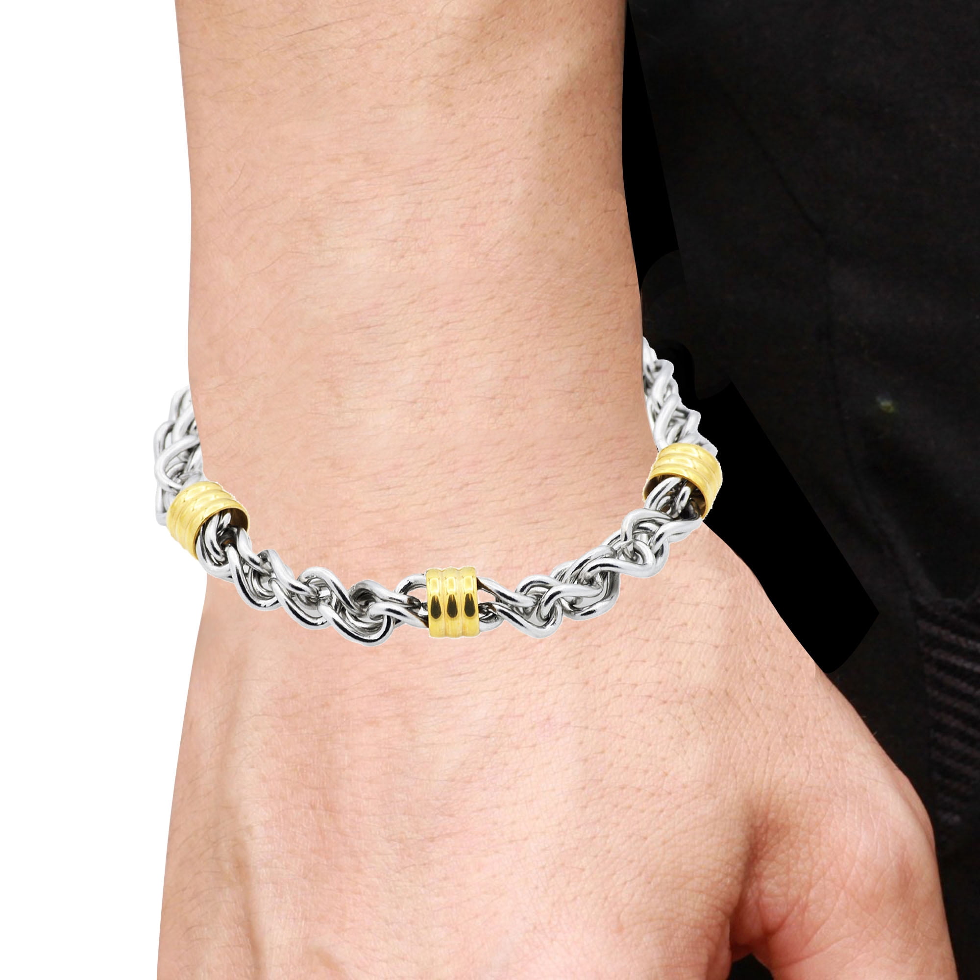 Mens Gold Plated Stainless Steel Link Chain Bracelet