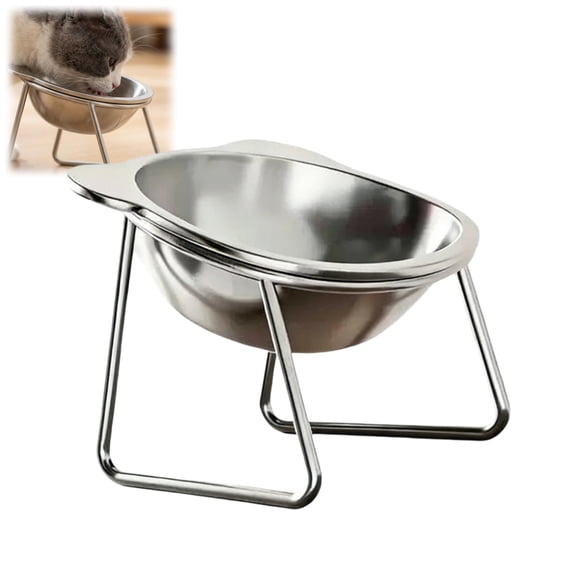 Bisitoy Stainless Steel Cat Dog Bowls Elevated Pet Feeder Water Bowl Neck Support Stand