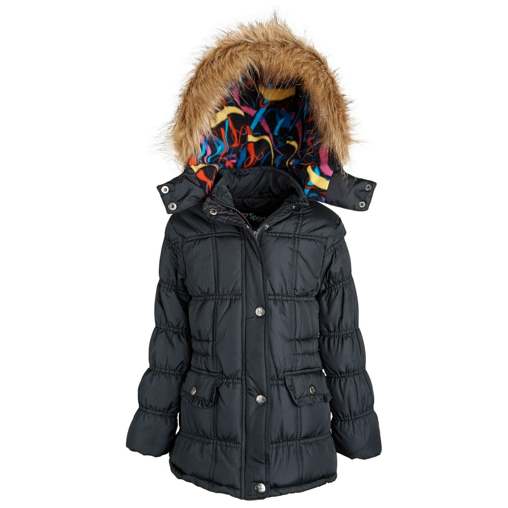 Sportoli - Sportoli Girls Down Alternative Winter Jacket Fleece Lined Puffer Coat with dallas cowboys drawstring bag