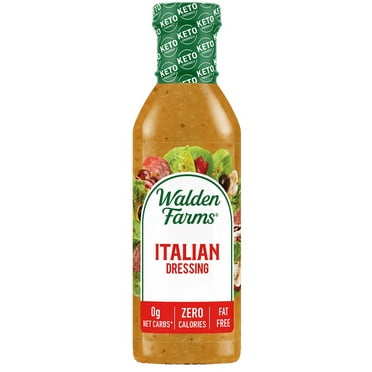 Walden Farms Italian Dressing, 12 oz. Bottle, Fresh and Delicious Salad Topping, Sugar Free 0g Net Carbs Condiment, Smooth and Tangy