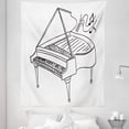 thumbnail image 1 of Music Note Tapestry, Monochrome Style Outline Drawing of a Piano on a Plain Background, Fabric Wall Hanging Decor for Bedroom Living Room Dorm, 5 Sizes, Charcoal Grey and White, by Ambesonne, 1 of 1