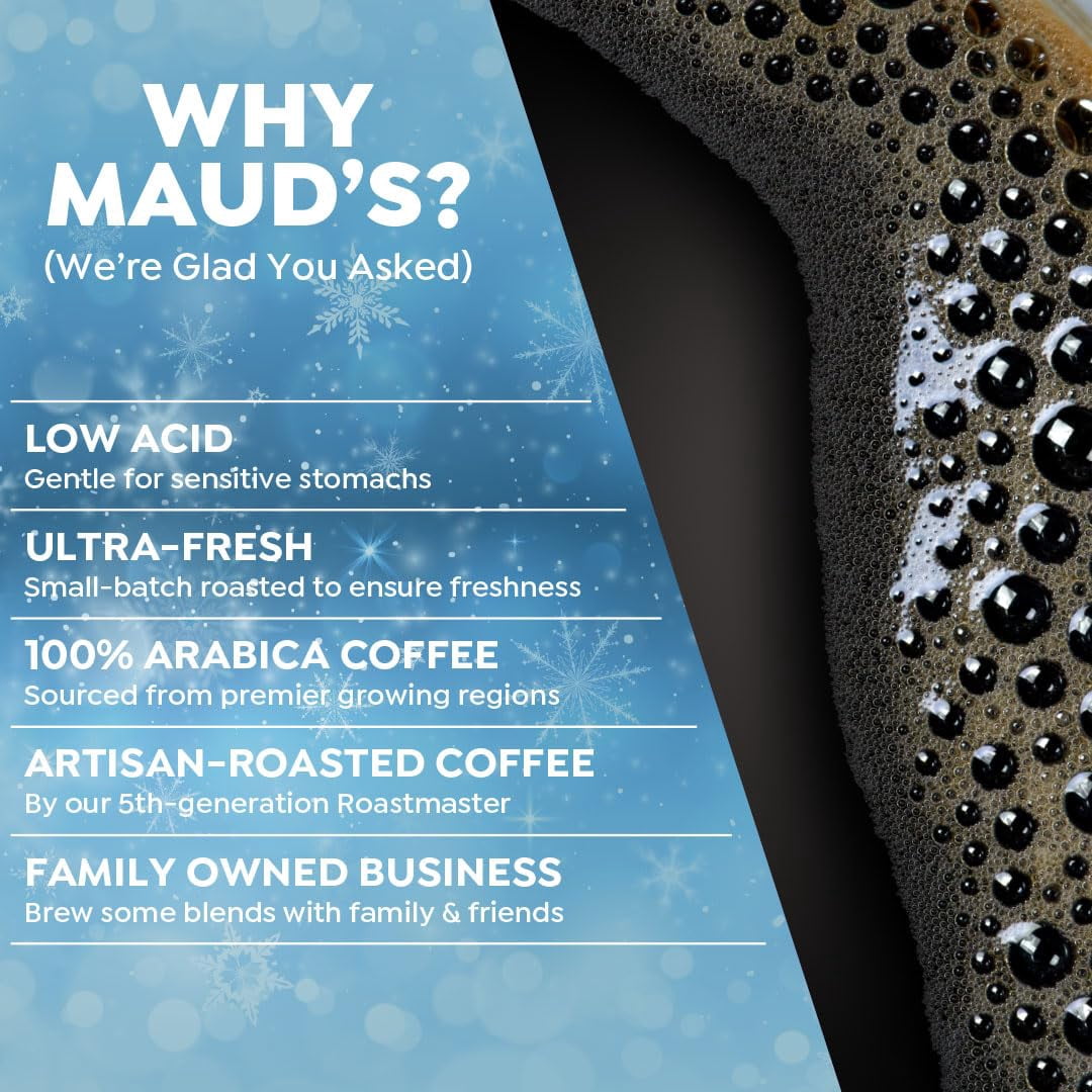 Maud's Holiday Blend Coffee Pods Variety Pack, 24 ct, 6 Assorted Flavors, Medium Roast Coffee in Single Serve Pods – 100% Arabica Beans, Compatible with Keurig K Cups Maker