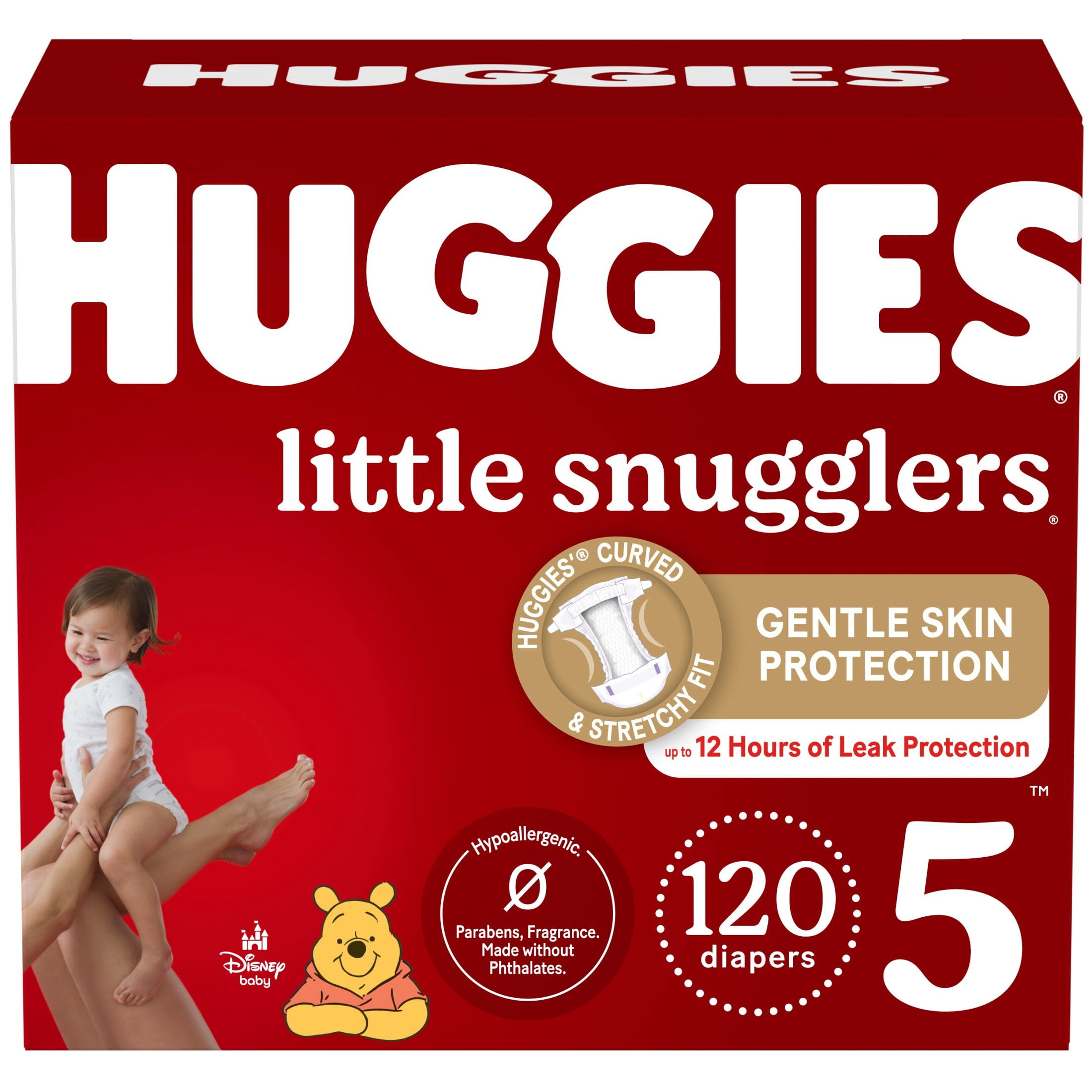 Huggies Little Snugglers Baby Diapers, Size 5 (27+ lbs), 120 Ct (Select for More)