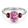 thumbnail image 3 of Gem Stone King 925 Sterling Silver Pink Moissanite and Red Garnet Engagement Ring for Women | 2.74 Cttw | Oval 9X7MM | Gemstone Birthstone | Size 6, 3 of 6