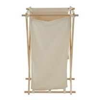 Household Essentials X-Frame Wood Laundry Hamper, Folding Wood Frame with Washable Poly-Cotton Bag