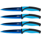 thumbnail image 1 of SiliSlick Juego de Cuchillos para Carne Cuchillos de Acero Inoxidable con Revestimiento de Titanio Iridiscente, 5 Pulgadas/12,7 Cm (4 Mangos Azules y Hoja Azul)., 1 of 4