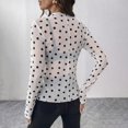 thumbnail image 7 of GZWYHT Women Crew Neck Polka Dot Sheer Mesh Blouse Slim Fit Long Sleeve See Through Crop Shirt Fall Clubwear White 2XL, 7 of 7