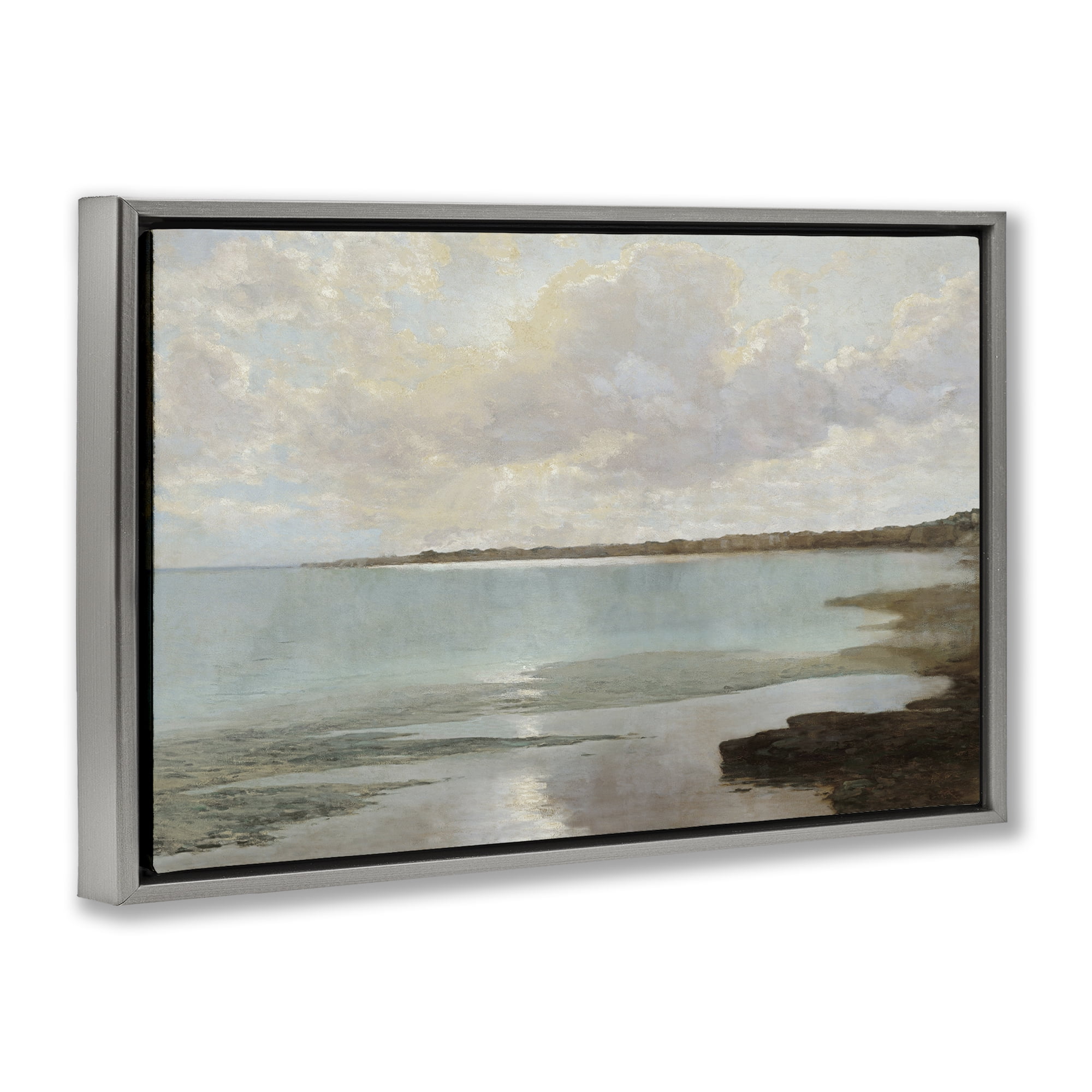 Stupell Industries At The Shore Horizon Gray Framed Floater Canvas Wall Art, design by Christy McKee