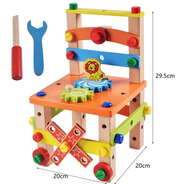 Herramienta De Silla De Desmontaje De Madera, Silla De Tuercas, Juguetes De Rompecabezas Para Niños, Juguetes De Bloques De Madera, Regalo Para Niños Eigraketly FN003088-00