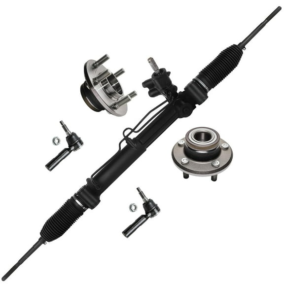 Detroit Axle - 5pc 2WD Front Wheel Hubs Power Steering Rack & Pinion Outer Tie Rods Replacement for Chrysler 300