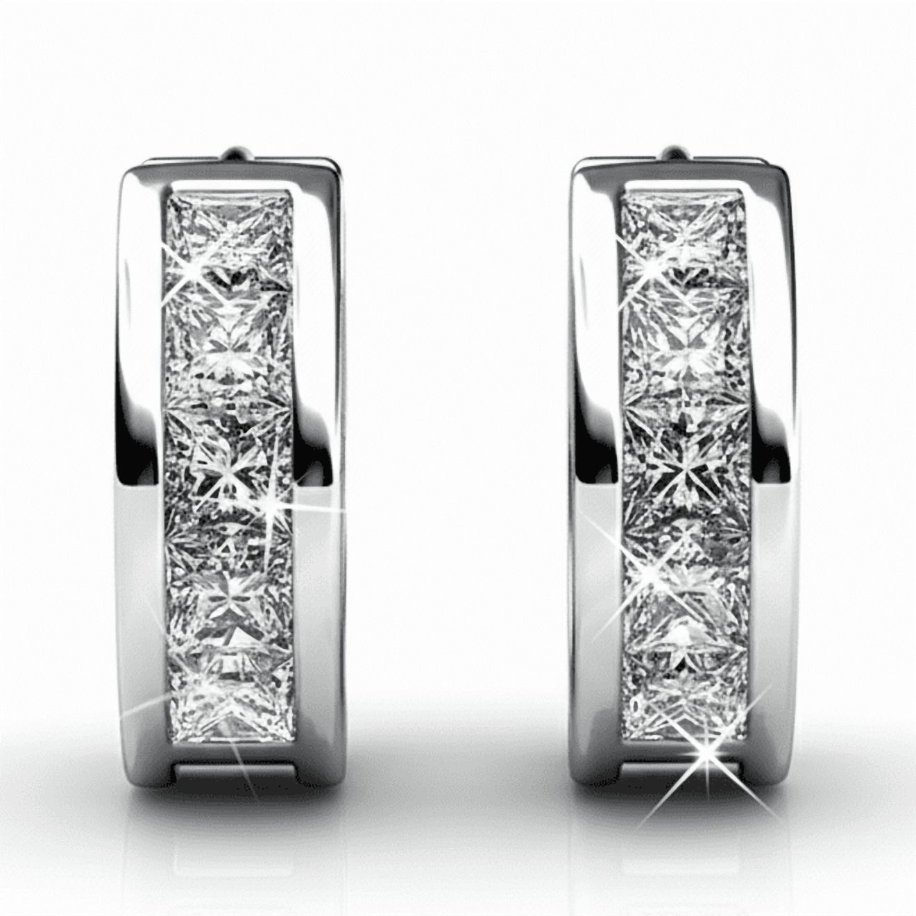 Cate & Chloe Giselle 18K White Gold Plated Hoop Earrings with Swarovski Crystals photo 8