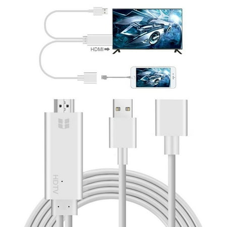 3 in 1 Lighting/Micro USB/Type-C to HDMI Cable, Mirror Mobile Phone Screen to TV/Projector/Monitor, 1080P HDTV Adapter for iOS and Android Devices,