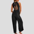 thumbnail image 5 of SRZYMJ Cotton Women's Jumpsuit Stylish Women's Backless Neck Wide Leg Romper Jumpsuit Elegant Evening Party Wear Summer Outfit with Tie Detail for, 5 of 8