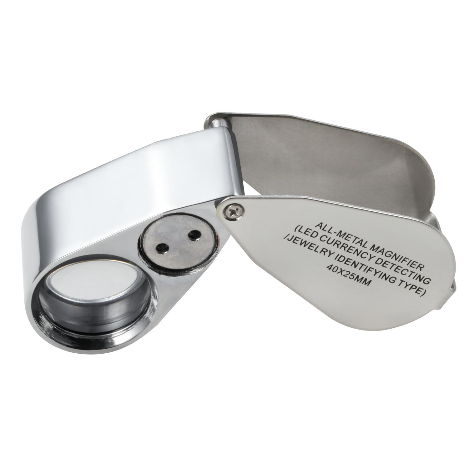 Metal 40x25mm Joyas Lupa LED&UV Joyería Joyero Loupe Magnifying Glass Magnifier 