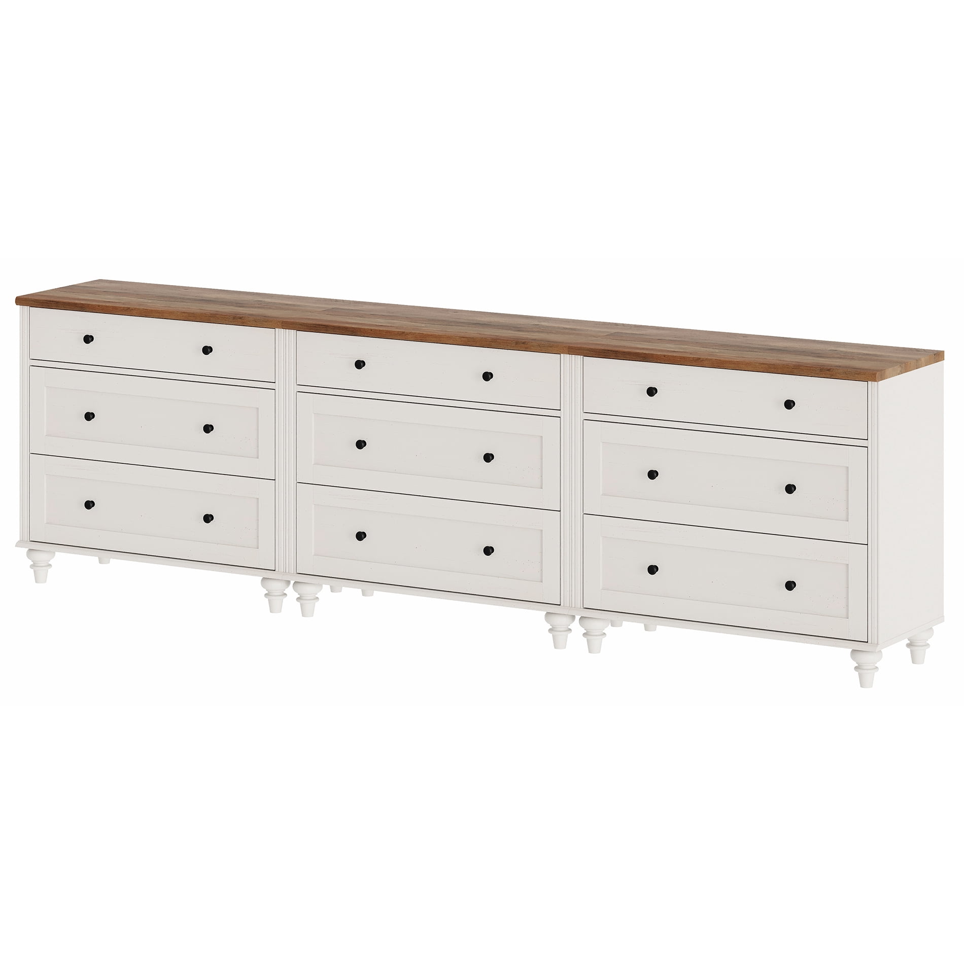 Wash Gray Farmhouse TV Stand for 85 inch TV with Drawers & Doors