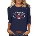 thumbnail image 6 of Lazyguy 1776-2026 America 250th Anniversary Tops Women Graphic Printed Casual Pullover Round Neck 3/4 Sleeves Blouses T-Shirts for Party Festival S-4XL Black, 6 of 9