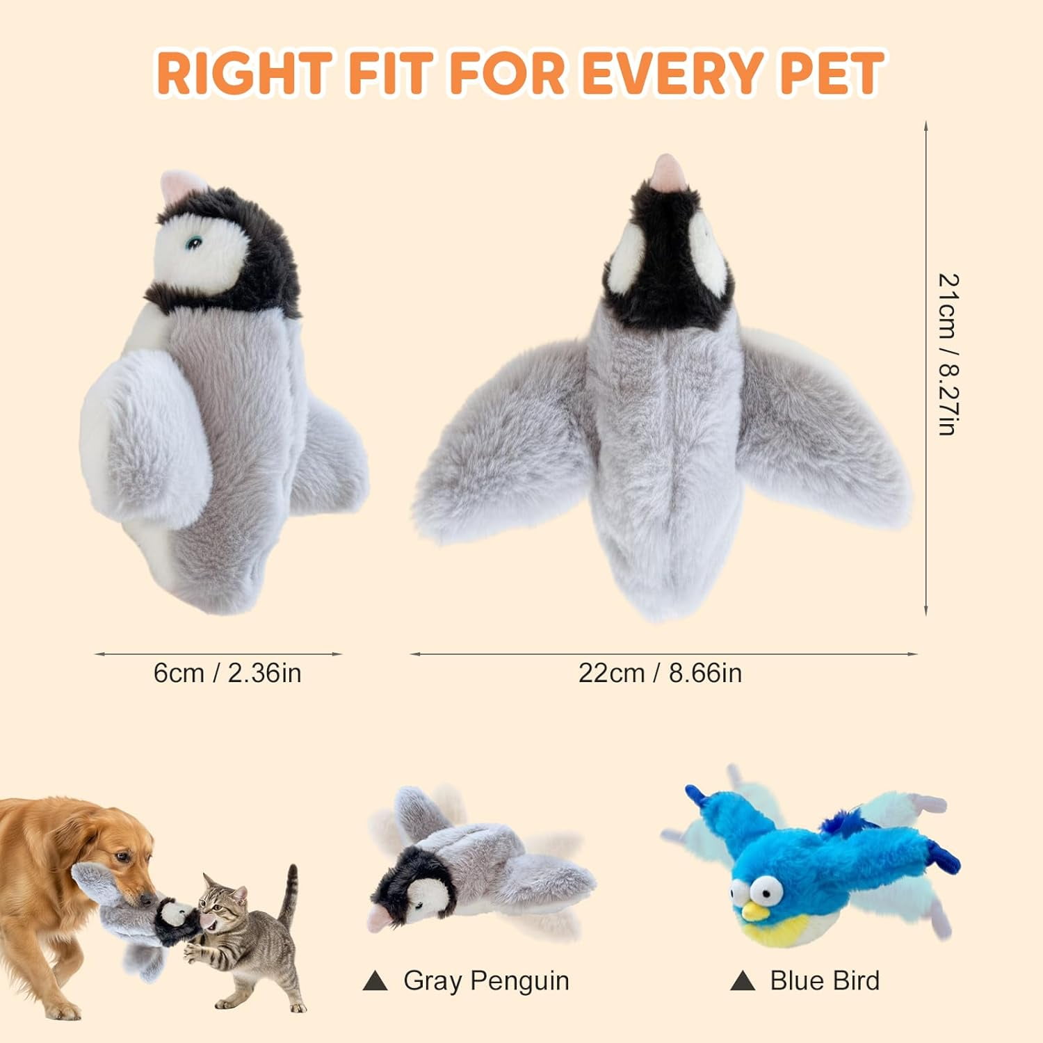 Interactive Chirping Bird Cat Toy,2025 New Flying Bird Cat Toy Flapping Bird Toy,Simulation Chirping Bird Toys Interactive Cat Toys for Bored Indoor Adult Cats (Blue+Light Grey)