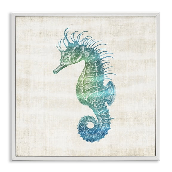 Stupell Industries Cottage Ombre Seahorse Expression White Framed Giclee Art, 12 x 12, by Susan Arnot