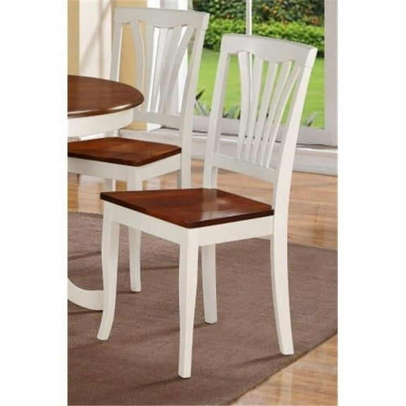 East West Furniture AVC-WHI-W Avon Chair Wood Seat-Buttermilk & Cherry Finish Pack of 2