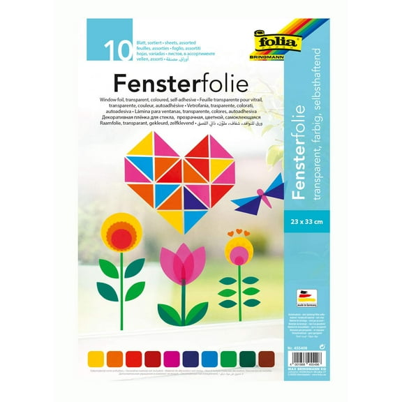 Folia 455409 - Window Film, 23 x 33 cm, 10 Sheets, Assorted Colours Single